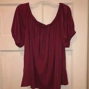 Plum Colored Loft Off the Shoulder Tee